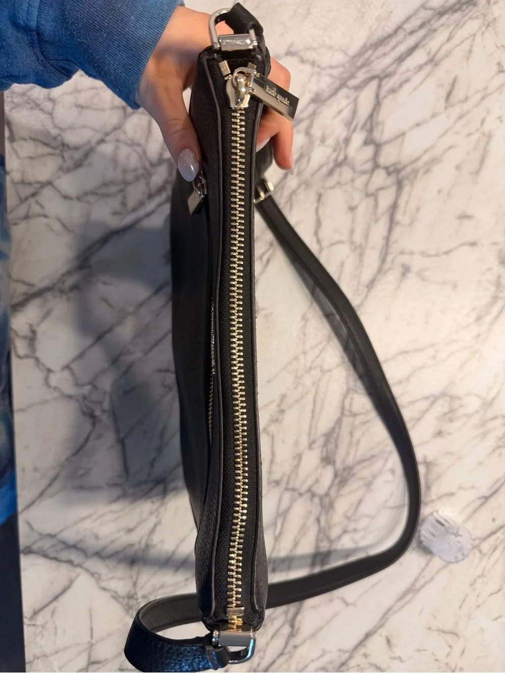 kate spade Black Pebbled Leather Messenger Crossbody